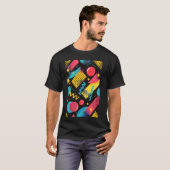 クラシック80年代スタイル合成波パターンアート Tシャツ (正面フル)
