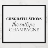 クラシック- "おめでとう"ワきらめくインボトル スパークリングワインラベル (シングルラベル)