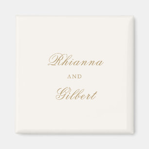クラシック アイボリーとゴールドの永遠の結婚式 マグネット