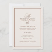クラシック アイボリーとタウペ | 高級感のあるニュートラルな結婚式 招待状 (正面)