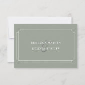 クラシック アールデコ セージグリーン ウェディング 出欠カード (裏面)