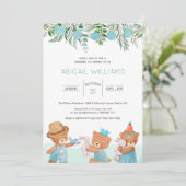 クラシック ウォーターカラー テディベア ベビーシャワー 招待状 (スタンド正面)