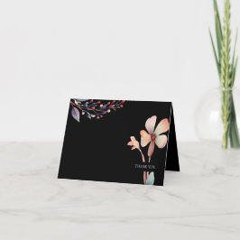 クラシック ウォーターカラー ブルー リーフ フラワーリング サンキューカード