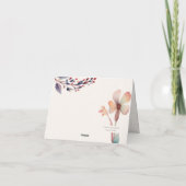 クラシック ウォーターカラー ブルー リーフ フローラル サンキューカード (裏面)