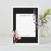 クラシック ウォーターカラー ブルー リーフ ブランク ウェディング サンキューカード (スタンド正面)