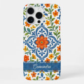 クラシック・エスニック地中海風の花柄アート iPhoneケース (裏面)
