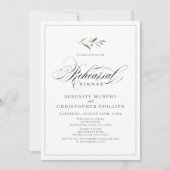 クラシック エレガンス スクリプト グリーンナリーのリハーサル ディナー 招待状 (正面)