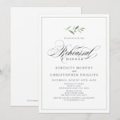 クラシック エレガンス スクリプト グリーンナリーのリハーサル ディナー 招待状 (正面/裏面)