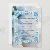 クラシック エレガンス スクリプト モノグラム フラワー ウェディング 招待状 (正面)