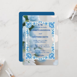 クラシック エレガンス スクリプト モノグラム フラワー ウェディング 招待状