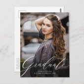 クラシック・エレガンス・スクリプト 卒業式招待状 ポストカード (正面/裏面)