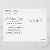 クラシック エレガンス 横長 写真付き Save the Date 箔招待状ポストカード (裏面)