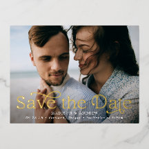 クラシック エレガンス 横長 写真付き Save the Date