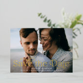 クラシック エレガンス 横長 写真付き Save the Date 箔招待状 (立ち正面)