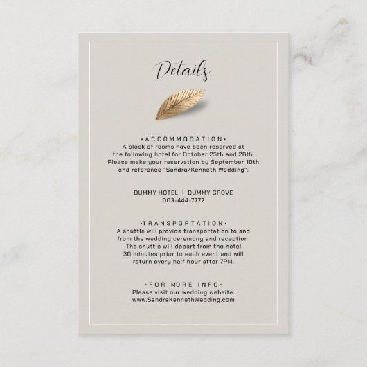 クラシック&エレガントな結婚式 エンクロージャーカード (正面)