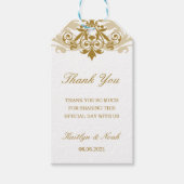 クラシック&エレガント金ゴールドアイアンワーク結婚の感謝 ギフトタグ (正面)