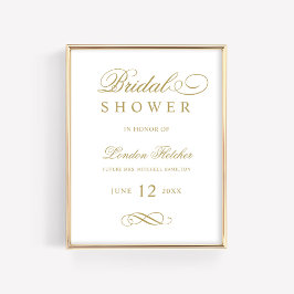 クラシック エレガント アンティーク ゴールド ウェディング ブライダル シャワー ポスター