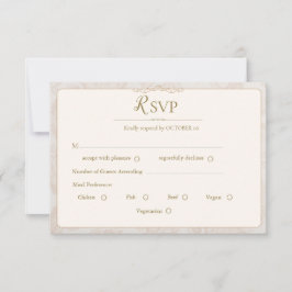 クラシック エレガント ウェディング RSVP カード - ミニマル アイボリー