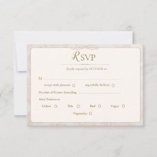 クラシック エレガント ウェディング RSVP カード - ミニマル アイボリー