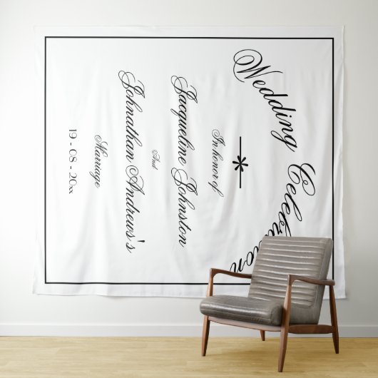 クラシック エレガント オーダーメイド 白い結婚式の背景 タペストリー (インサイチュ(横))