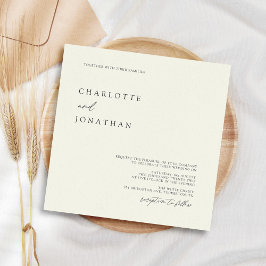 クラシック エレガント カリグラフィー アイボリー スクエア ウェディング 招待状