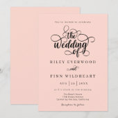 クラシック エレガント カリグラフィー ウェディング 招待状 (正面/裏面)