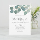 クラシック エレガント カリグラフィー ユーカリ グリーンの装飾 招待状 (スタンド正面)