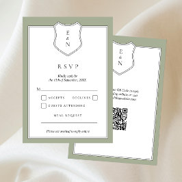クラシック エレガント クラウン QRコード ウェディング RSVP カード