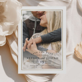 クラシック エレガント ゴールド 結婚式 写真 セーブザデート