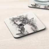 クラシック エレガント スクリプト ウェディング リハーサル ディナー コースター (左側)