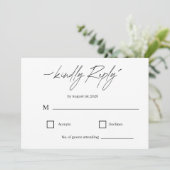 クラシック エレガント スクリプト 結婚式 RSVP カード (スタンド正面)