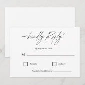 クラシック エレガント スクリプト 結婚式 RSVP カード (正面/裏面)