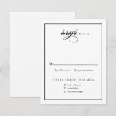 クラシック エレガント スクリプト 黒と白の結婚式 出欠カード (正面/裏面)