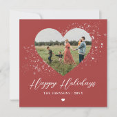 クラシック エレガント スノーフレーク ハート フォト シーズンカード (正面)