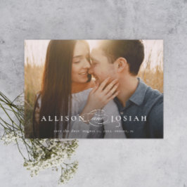 クラシック エレガント タイポグラフィー ネーム フォト ウェディング セーブ マグネット招待状