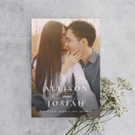 クラシック エレガント タイポグラフィ ネーム フォト ウェディング セーブ マグネット招待状