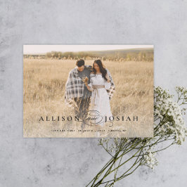 クラシック エレガント タイポグラフィ ネーム フォト ウェディング セーブ マグネット招待状