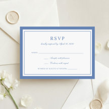 クラシック エレガント ダスティブルー フレーム 結婚式 RSVP