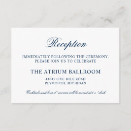 クラシック エレガント ネイビーブルー ウェディング レセプション エンクロージャーカード