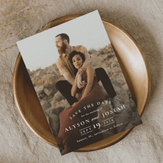 クラシック エレガント フォト ウェディング セーブ・ザ・デート マグネット招待状