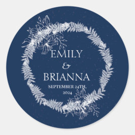 クラシック エレガント フォーマル ネイビーブルー  名前 ラウンドシール