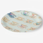 クラシック エレガント フラワーベージュ ヴィンテージ ティーカップ ペーパープレート (アングル)