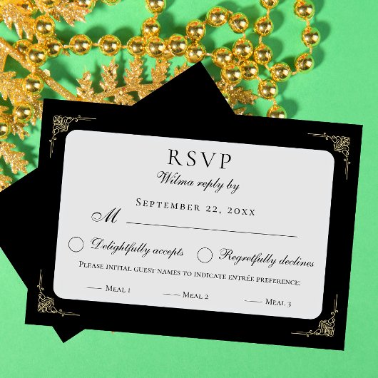 クラシック エレガント ブラック ホワイト ベージュ 食事 選択 RSVP