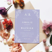 クラシック エレガント ペリウィンクル ロマンチック ウェディング 招待状