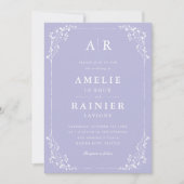 クラシック エレガント ペリウィンクル ロマンチック ウェディング 招待状 (正面)