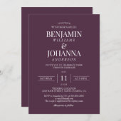 クラシック エレガント ボルドー カラー ワイン ウェディング 招待状 (正面/裏面)