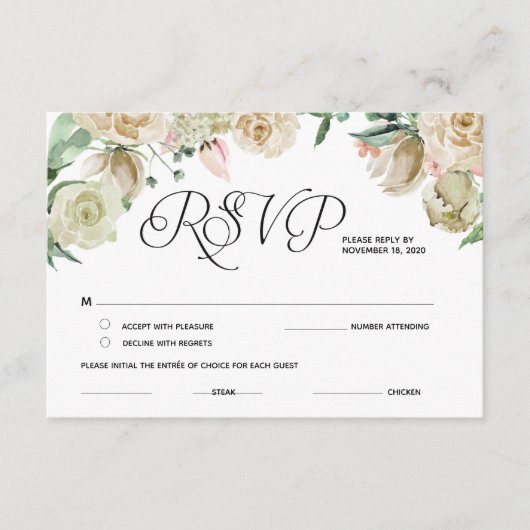 クラシック エレガント RSVP, レスポンス, 返信カード エンクロージャーカード (正面)