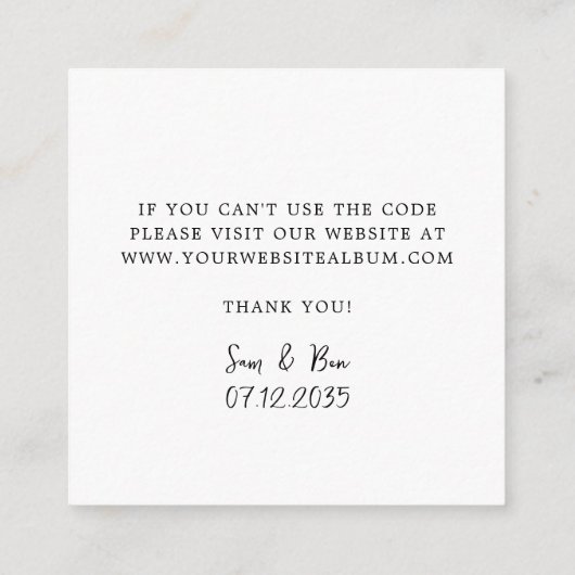 クラシック エレガント RSVP QR コード エンクロージャーカード (裏面)