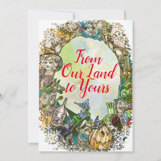 クラシック オズの魔法使い ファミリー クリスマス ノートカード (正面)