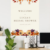 クラシック オータム ドライ ワイルドフラワー ブライダル シャワー ウェルカム ポスター (ホームオフィス)